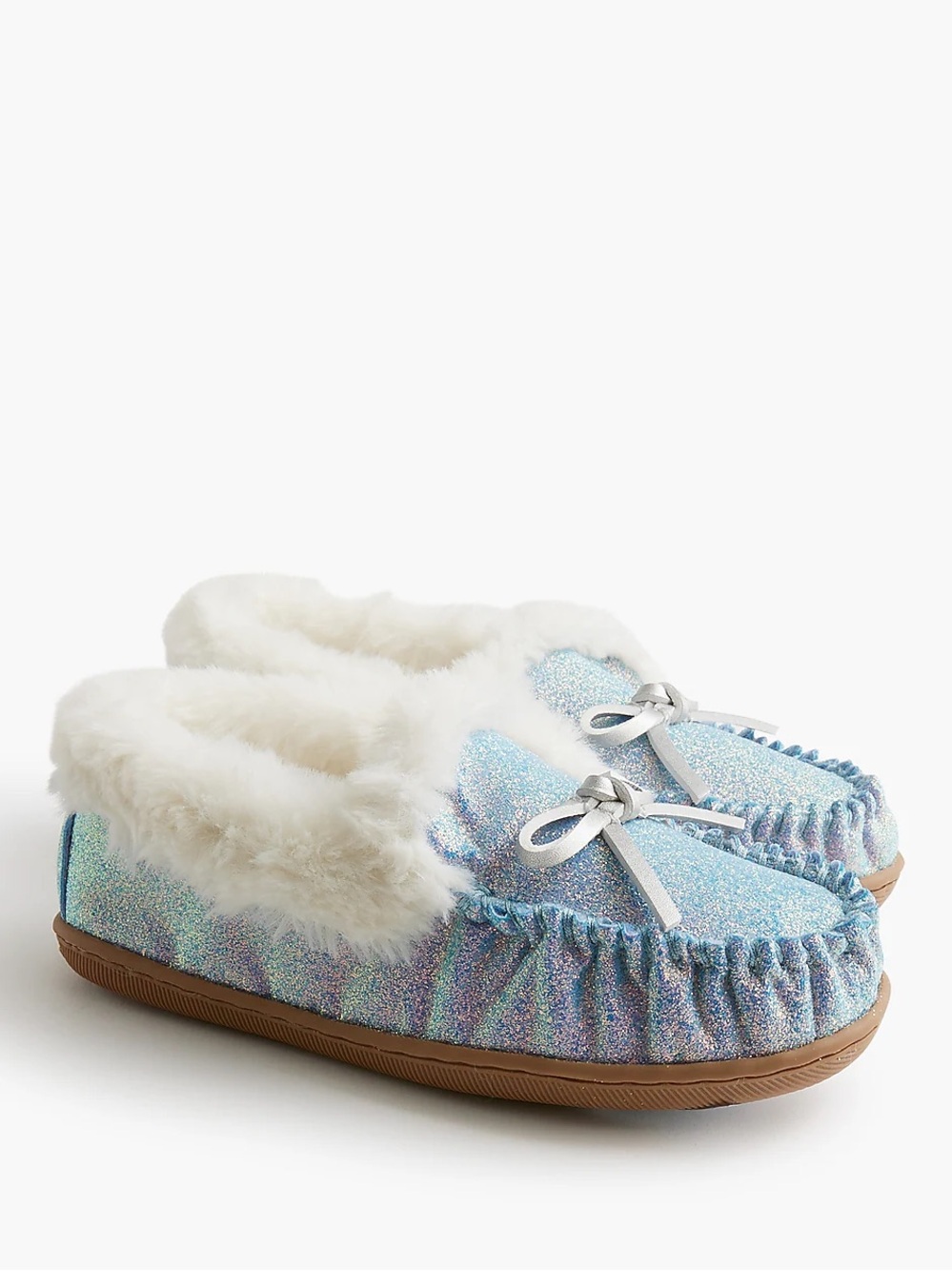 J.Crew Girls’ purple blue fuzzy glitter slippers size 10 like new